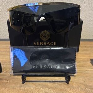 Versace Black and Gold Shield VR Sunglasses